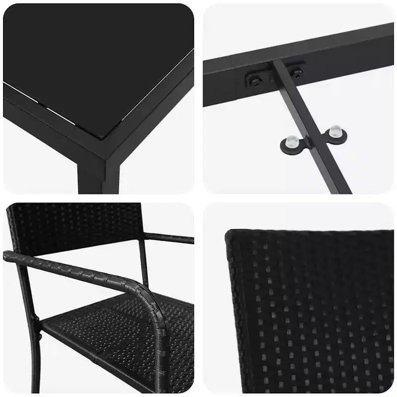 vidaXL Ensemble de jardin de 5 pièces avec coussins en résine tressée noir