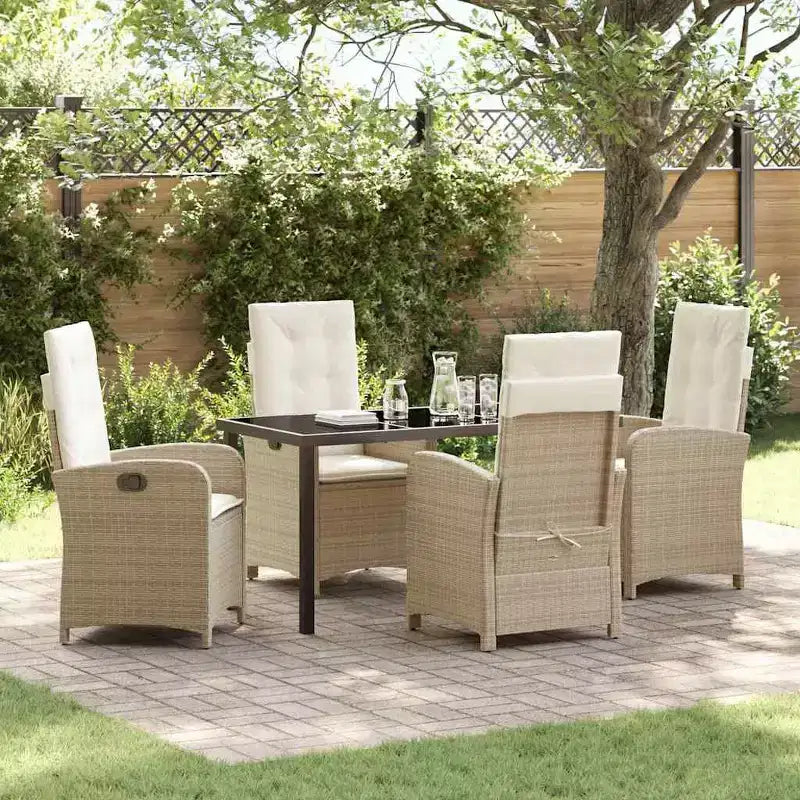 vidaXL Salon de jardin avec coussins 5 pcs Résine tressée Beige