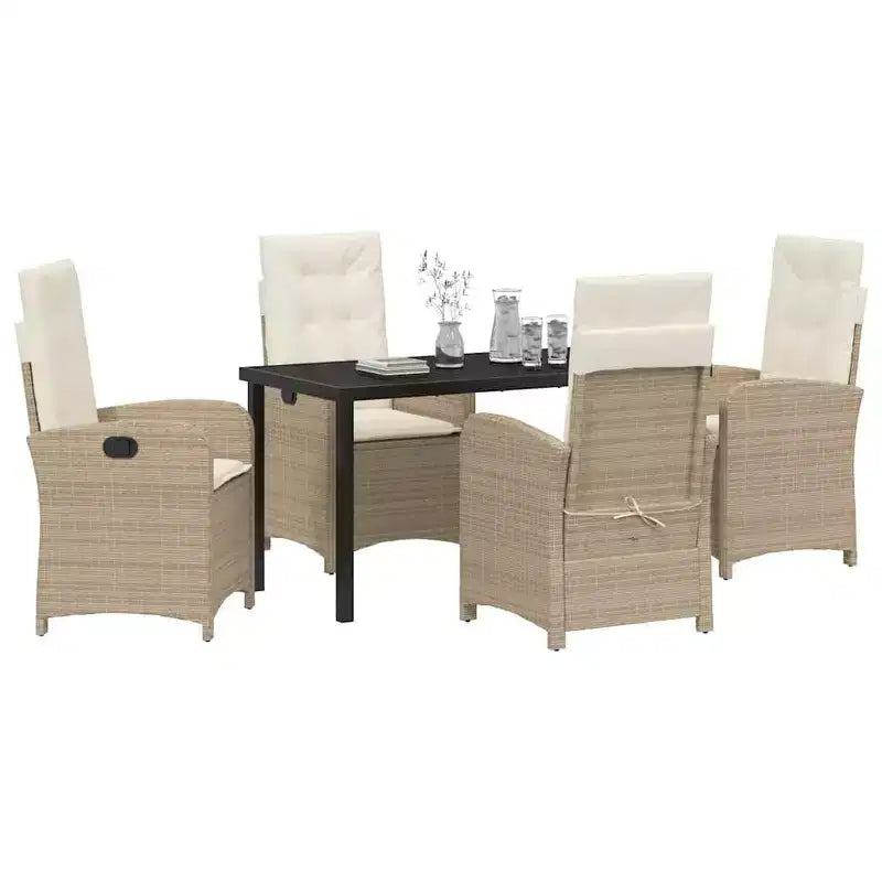 vidaXL Salon de jardin avec coussins 5 pcs Résine tressée Beige