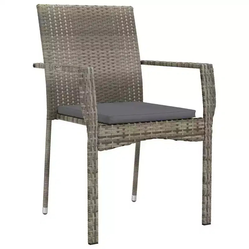 vidaXL Ensemble de salle à manger de jardin avec coussins 5 pcs gris résine tressée