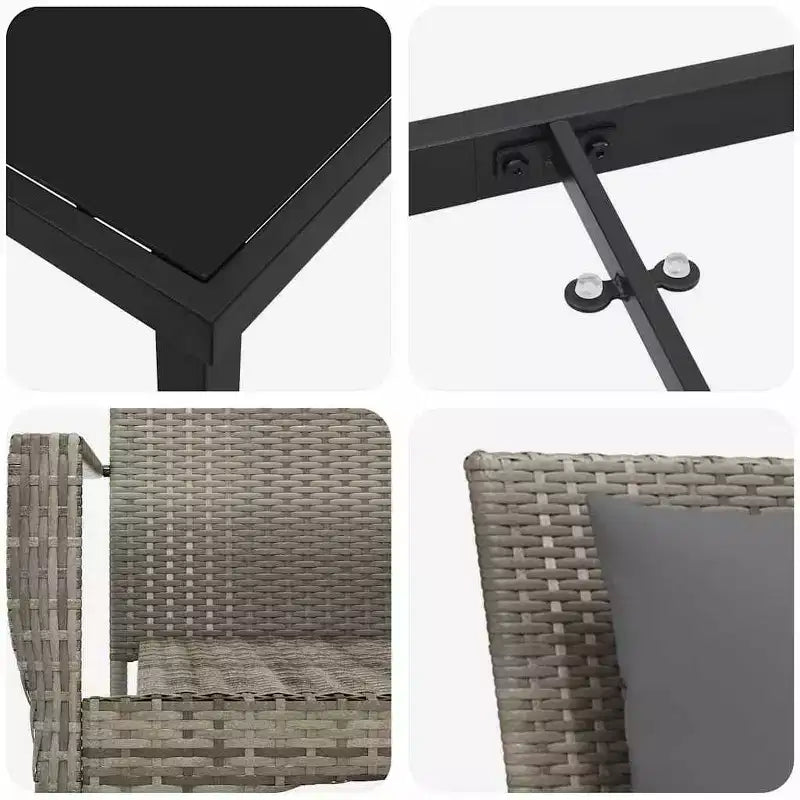vidaXL Ensemble de salle à manger de jardin avec coussins 5 pcs gris résine tressée