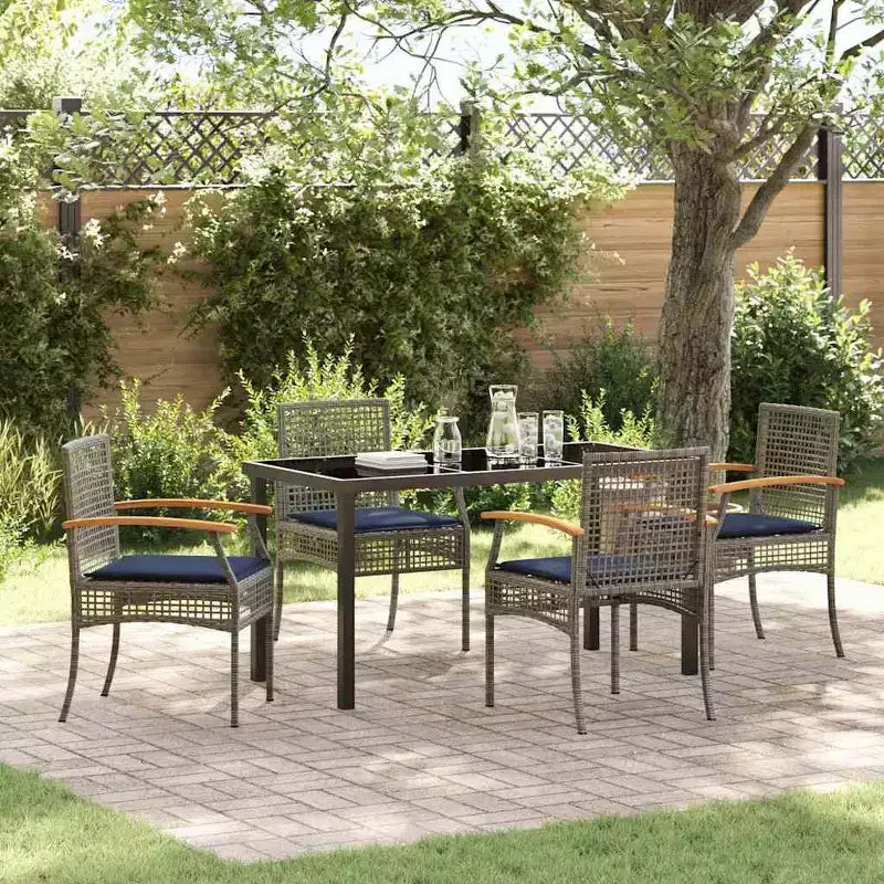 vidaXL Salon de jardin avec coussins 5 pcs Résine tressée Gris et Noir