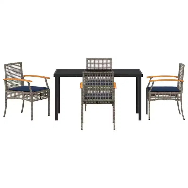 vidaXL Salon de jardin avec coussins 5 pcs Résine tressée Gris et Noir