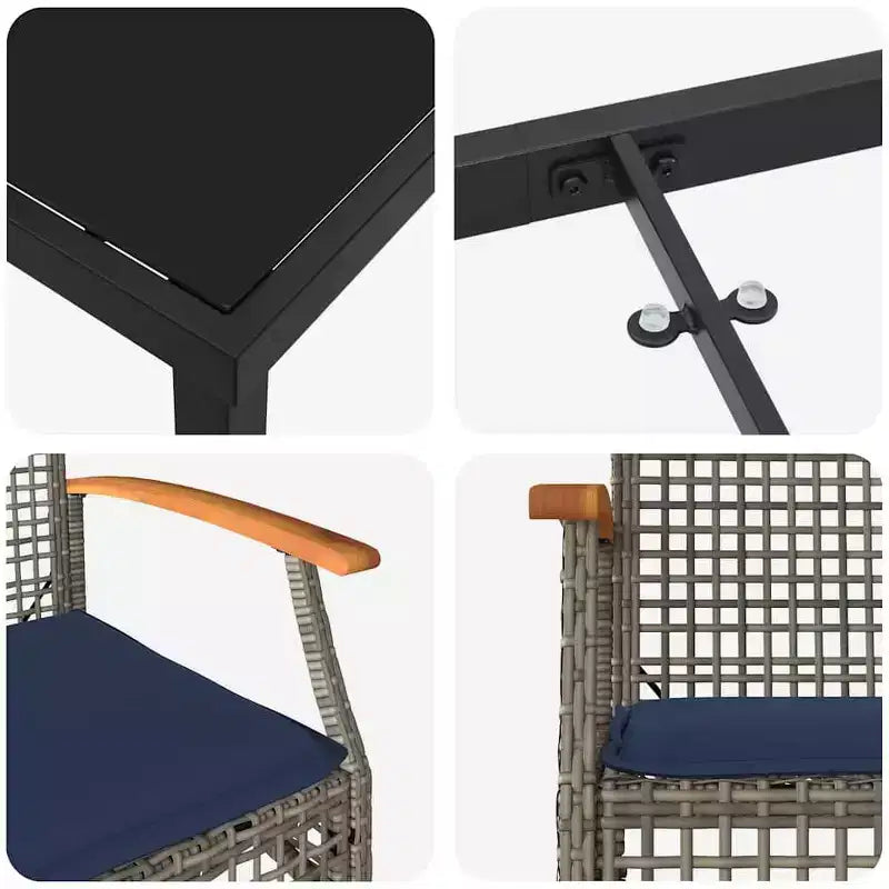 vidaXL Salon de jardin avec coussins 5 pcs Résine tressée Gris et Noir