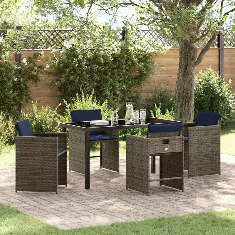 vidaXL Ensemble de salle à manger de jardin avec coussins 5 pcs gris résine tressée