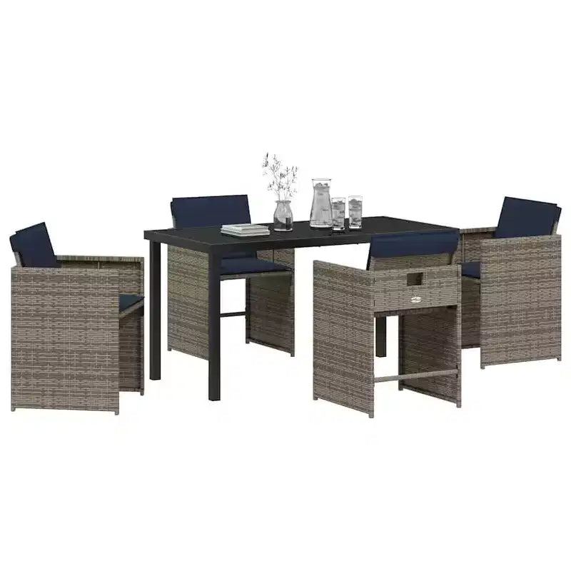 vidaXL Ensemble de salle à manger de jardin avec coussins 5 pcs gris résine tressée