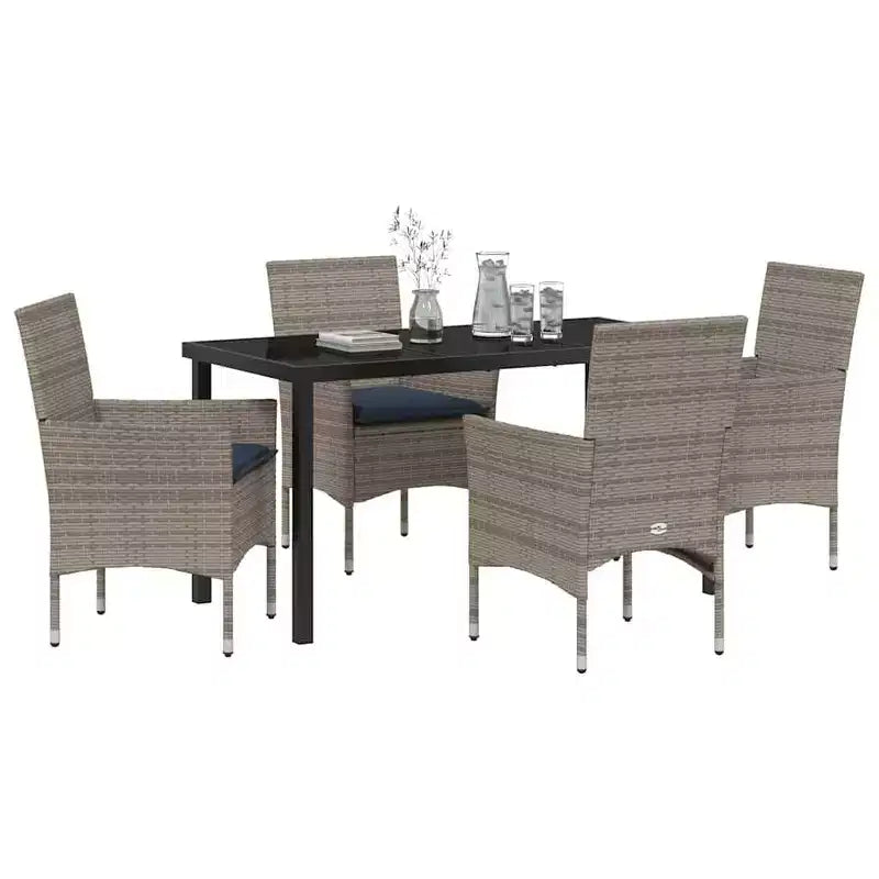 vidaXL Ensemble table et chaises avec coussin 5 pcs Rotin PE gris