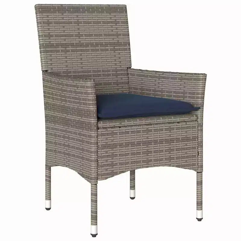 vidaXL Ensemble table et chaises avec coussin 5 pcs Rotin PE gris