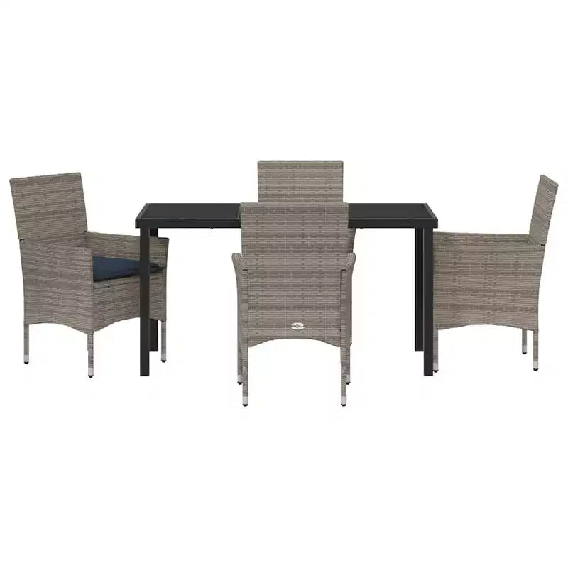 vidaXL Ensemble table et chaises avec coussin 5 pcs Rotin PE gris