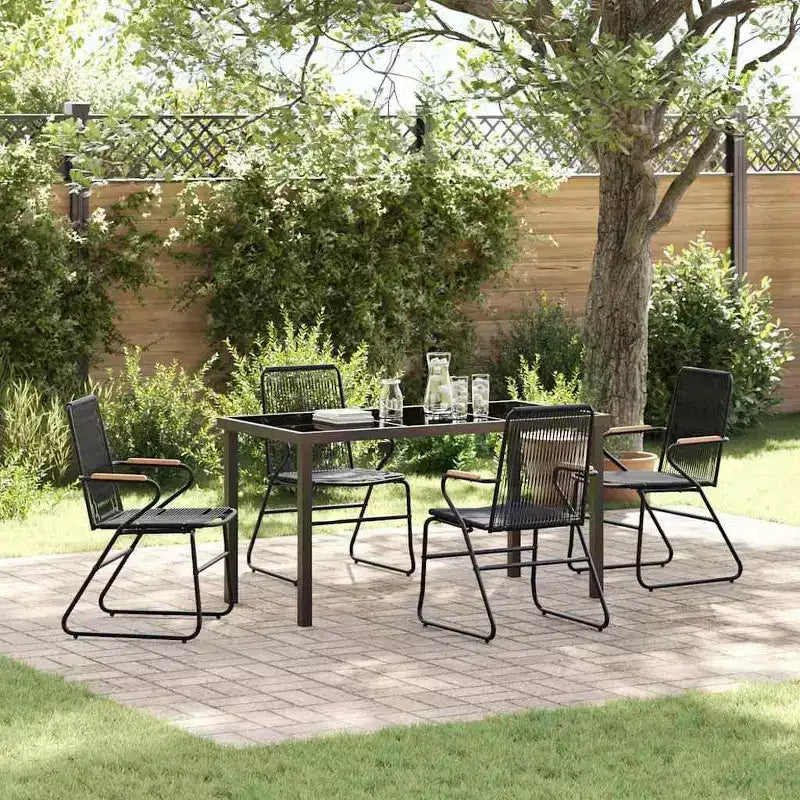 vidaXL Ensemble de jardin 5 pcs Acier enduit de poudre noir