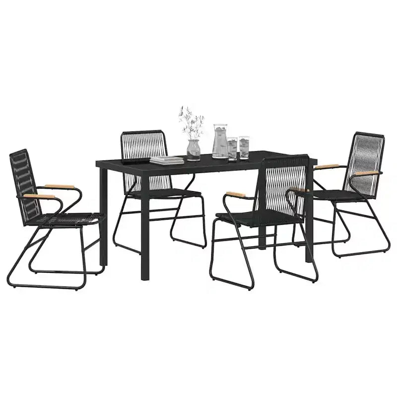 vidaXL Ensemble de jardin 5 pcs Acier enduit de poudre noir