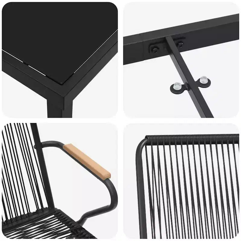 vidaXL Ensemble de jardin 5 pcs Acier enduit de poudre noir