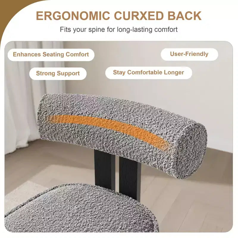 Lot de 4 chaises de salle à manger GustoWave Boucle avec dossier incurvé, assise rembourrée et cadre en bois d'hévéa