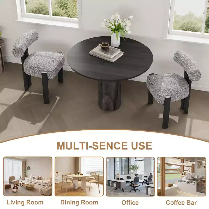 Lot de 4 chaises de salle à manger GustoWave Boucle avec dossier incurvé, assise rembourrée et cadre en bois d'hévéa