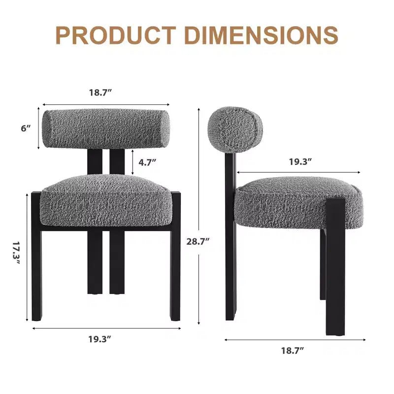 Lot de 4 chaises de salle à manger GustoWave Boucle avec dossier incurvé, assise rembourrée et cadre en bois d'hévéa