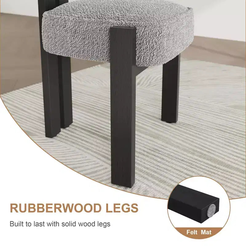 Lot de 4 chaises de salle à manger GustoWave Boucle avec dossier incurvé, assise rembourrée et cadre en bois d'hévéa