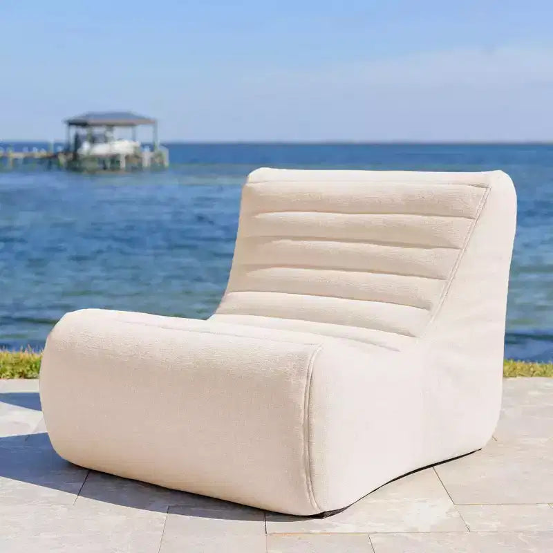 Ensemble de mobilier de patio extérieur Big Joe Solvana, tissu de performance en lin résistant aux intempéries, fauteuil Link, crème ensoleillée