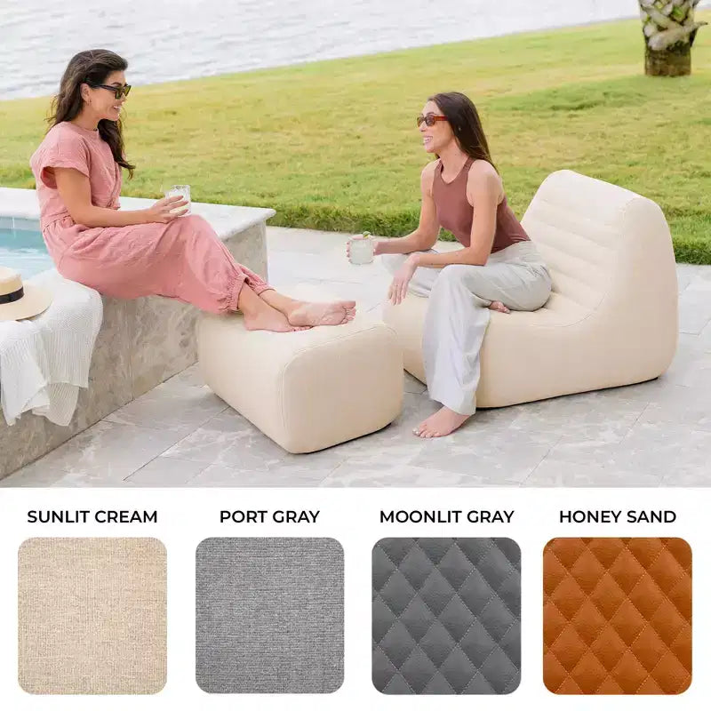 Ensemble de mobilier de patio extérieur Big Joe Solvana, tissu de performance en lin résistant aux intempéries, fauteuil Link, crème ensoleillée