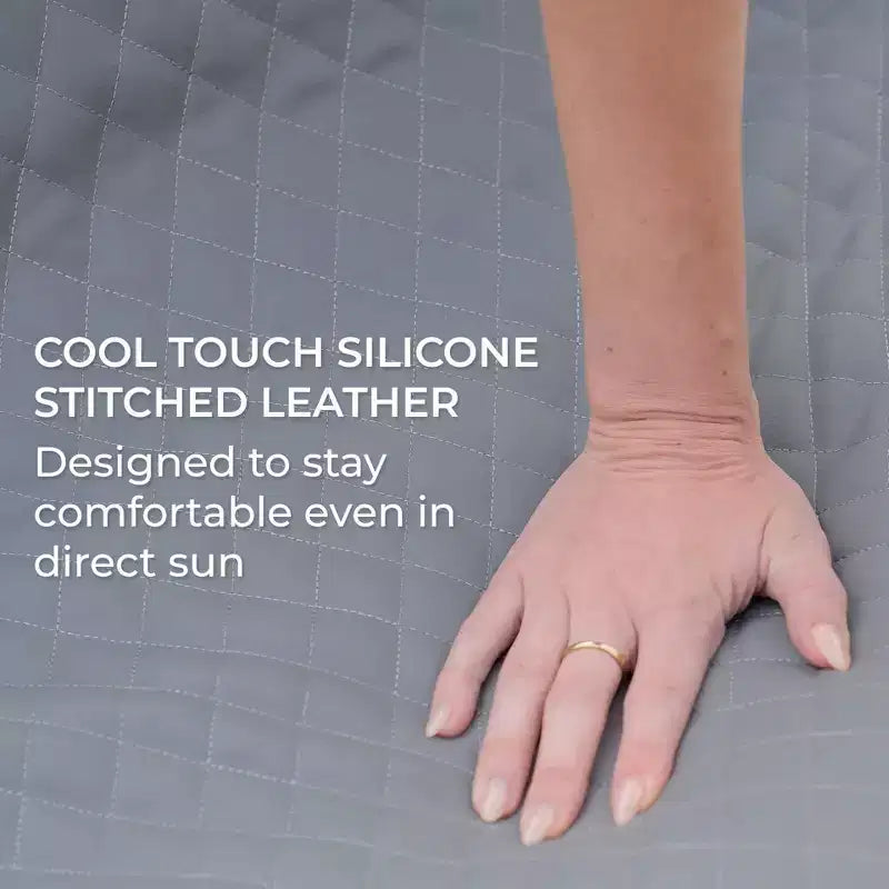 Grand ensemble de mobilier de terrasse Big Joe Solvana, cuir cousu en silicone Cool Touch résistant aux intempéries, fauteuil principal, gris clair de lune