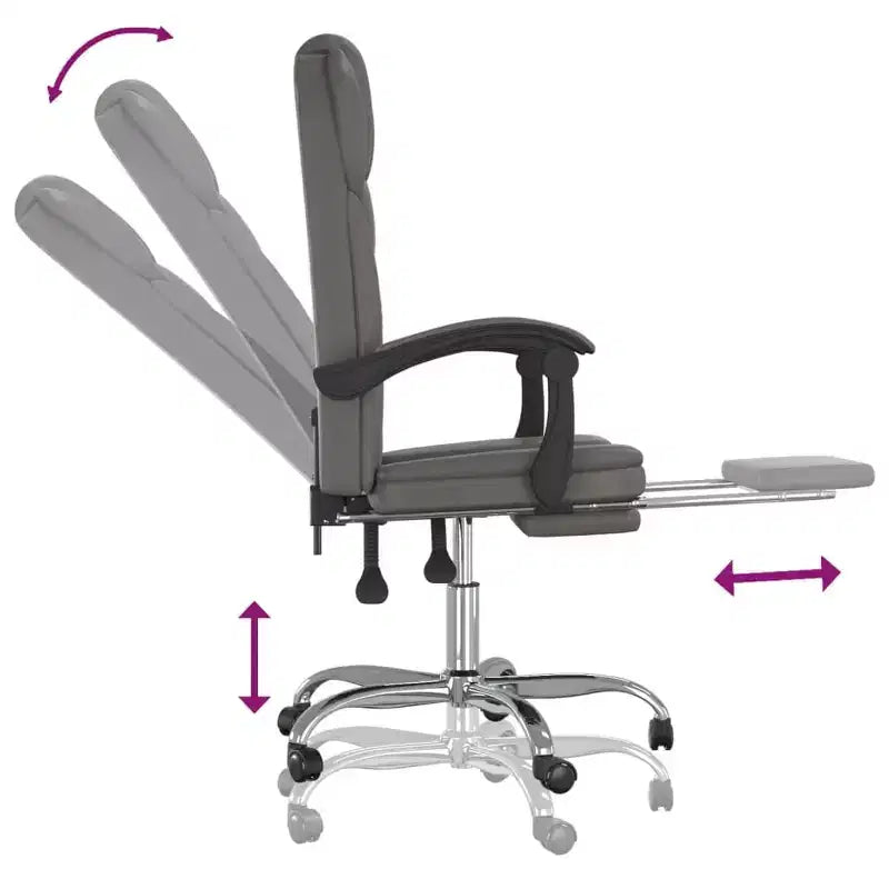 vidaXL Reclining Office Chair Black Faux leather, metal, plywood