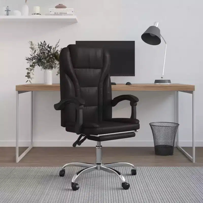 vidaXL Reclining Office Chair Black Faux leather, metal, plywood