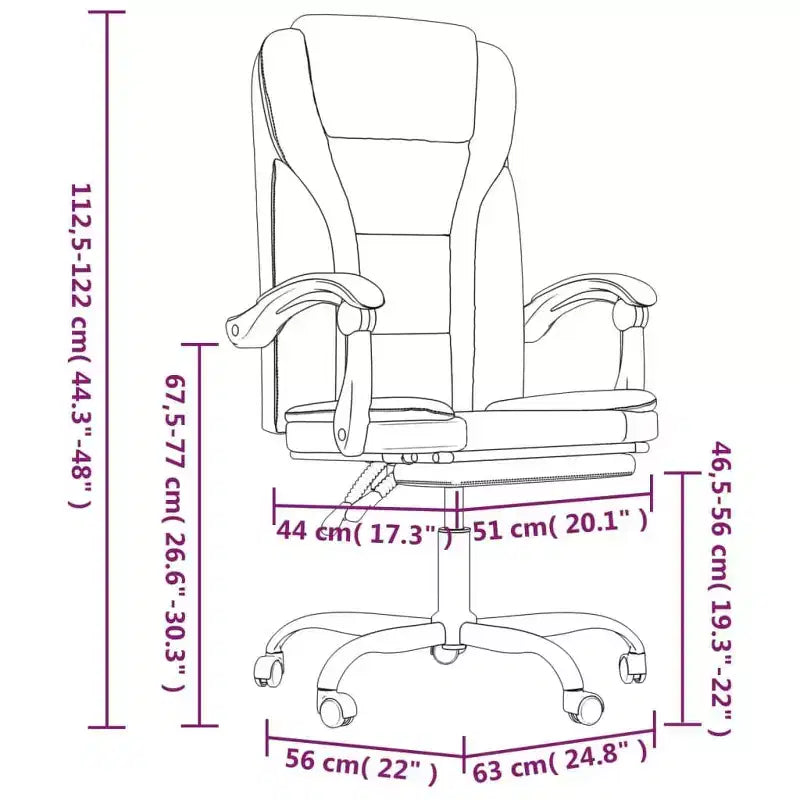 vidaXL Reclining Office Chair Black Faux leather, metal, plywood