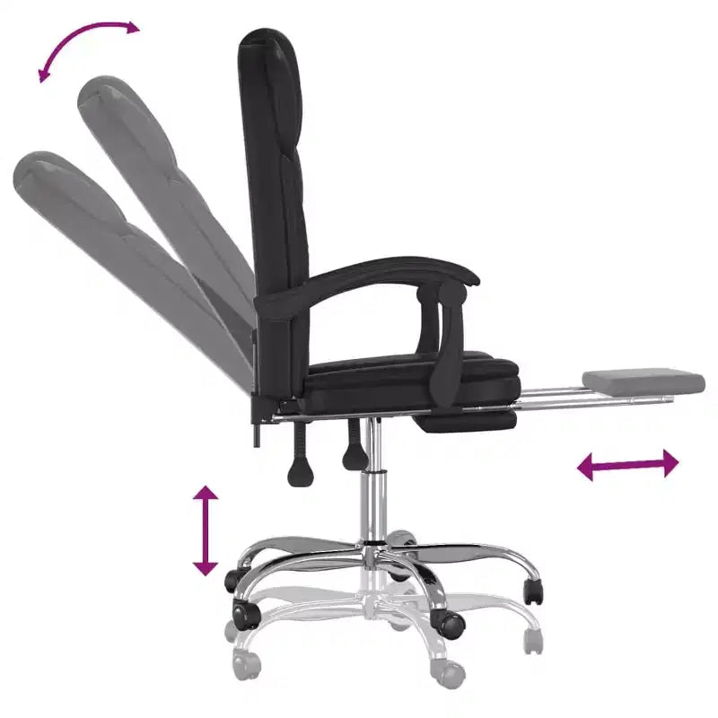 vidaXL Reclining Office Chair Black Faux leather, metal, plywood