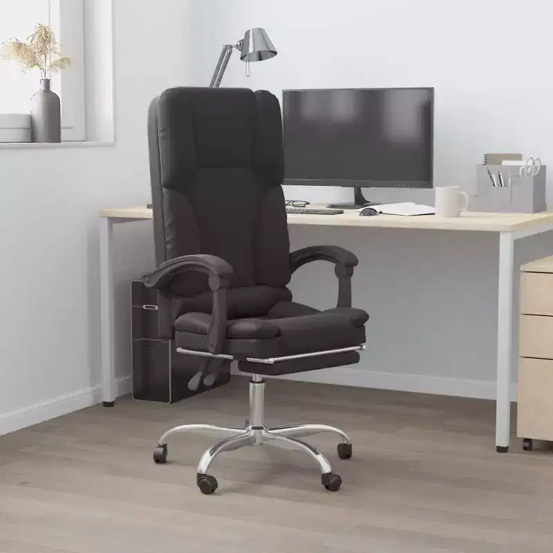 vidaXL Massage Office Chair Black Faux Leather, Metal, Plywood Large