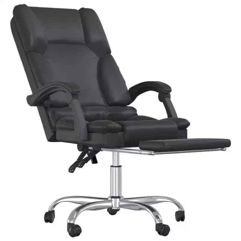 vidaXL Massage Office Chair Black Faux Leather, Metal, Plywood Large
