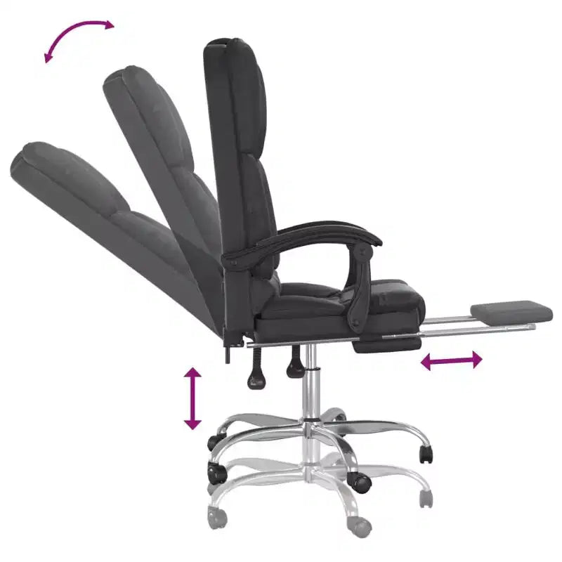 vidaXL Massage Office Chair Black Faux Leather, Metal, Plywood Large