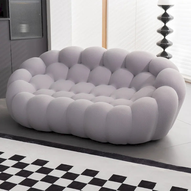 Canapé paresseux courbé 2 places Bubble de forme nid d'abeille avec tissu textile 3D pour salon et appartement