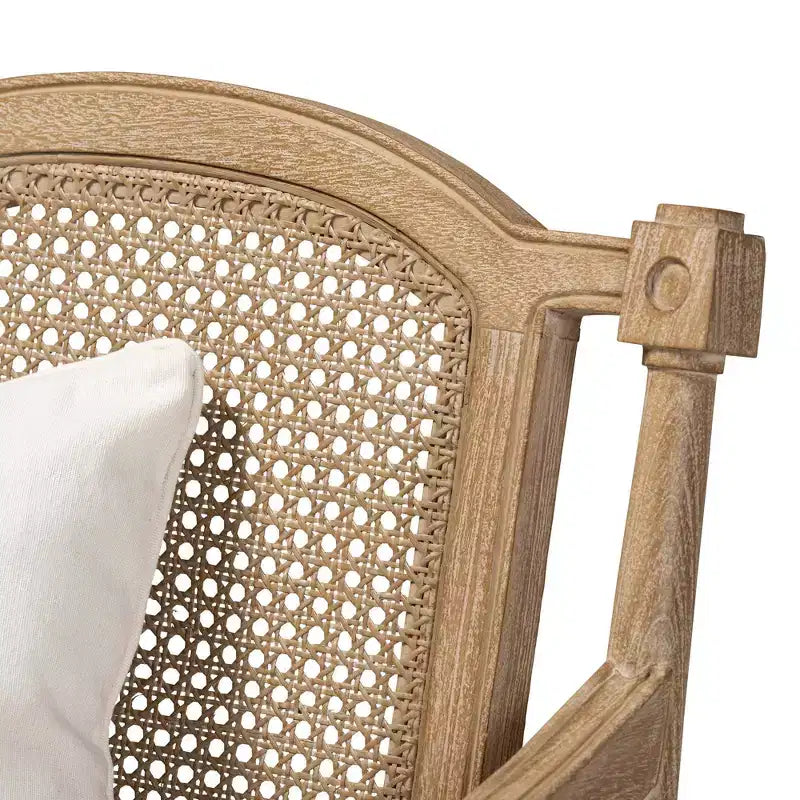Clemence Upholstered Whitewashed Wood Accent Chair Ivory/Oak - Baxton Studio