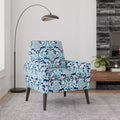 Handy Living Allyson Mid-Century Modern Small Space Armchair Damask Pattern Cobalt Blue/Gray