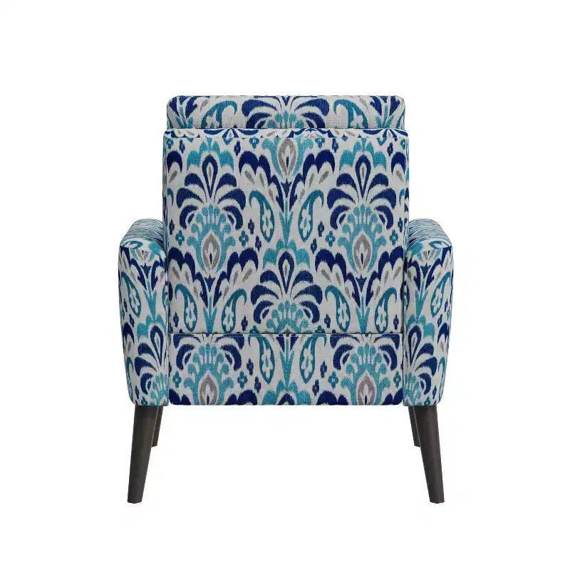 Handy Living Allyson Mid-Century Modern Small Space Armchair Damask Pattern Cobalt Blue/Gray