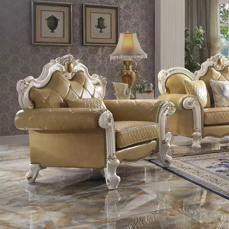 Chaise en polyuréthane Picardie 50" couleur caramel/nacre antique - Acme Furniture