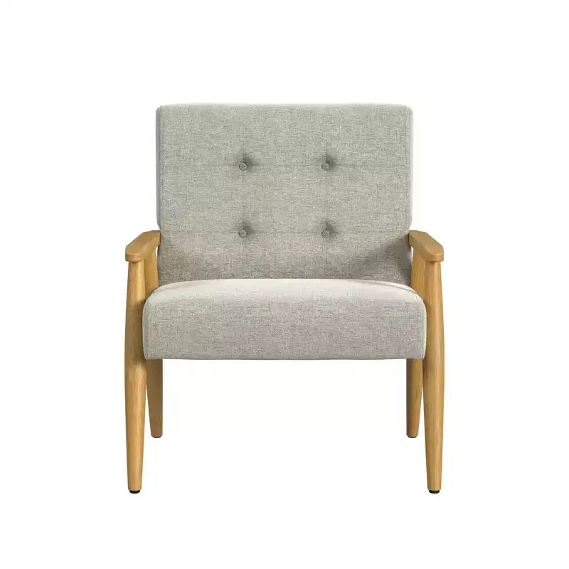 Wood Frame Accent Chair Light Gray - HomePop: Upholstered Polyester, Plywood Construction, 250lb Capacity
