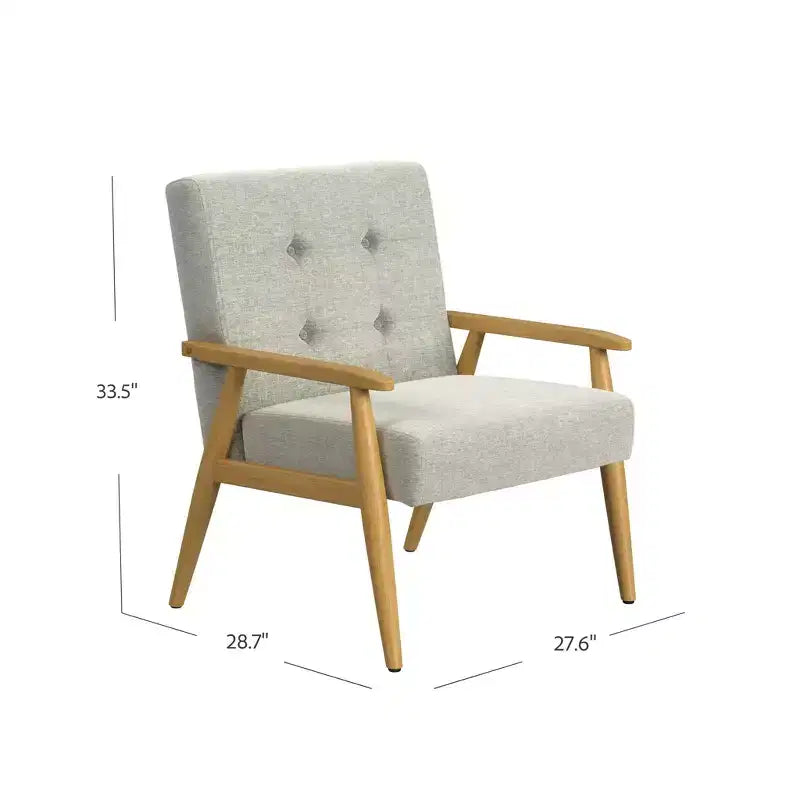Wood Frame Accent Chair Light Gray - HomePop: Upholstered Polyester, Plywood Construction, 250lb Capacity