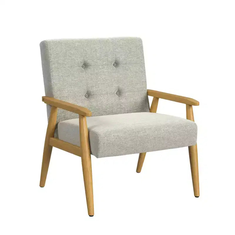 Wood Frame Accent Chair Light Gray - HomePop: Upholstered Polyester, Plywood Construction, 250lb Capacity