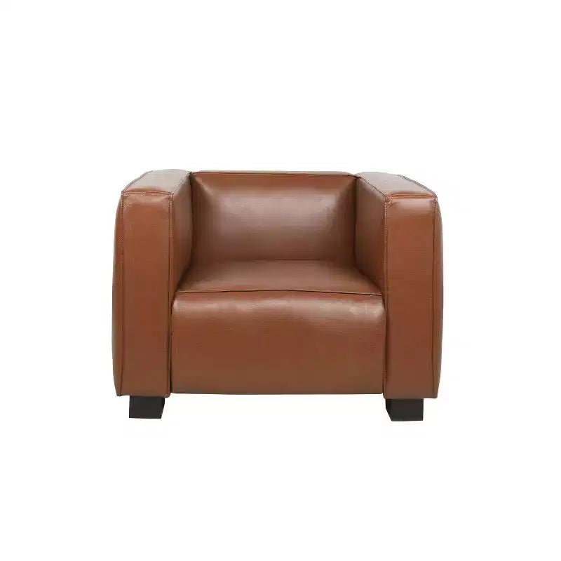 Fauteuil club contemporain en similicuir Goyette : Tuxedo raffiné, bois de bouleau - Christopher Knight Home