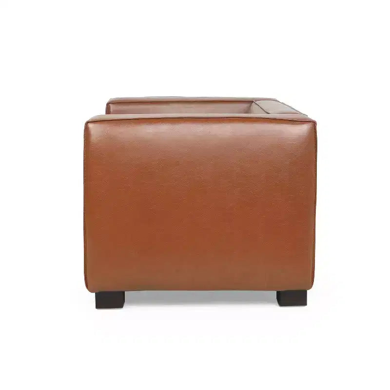Fauteuil club contemporain en similicuir Goyette : Tuxedo raffiné, bois de bouleau - Christopher Knight Home