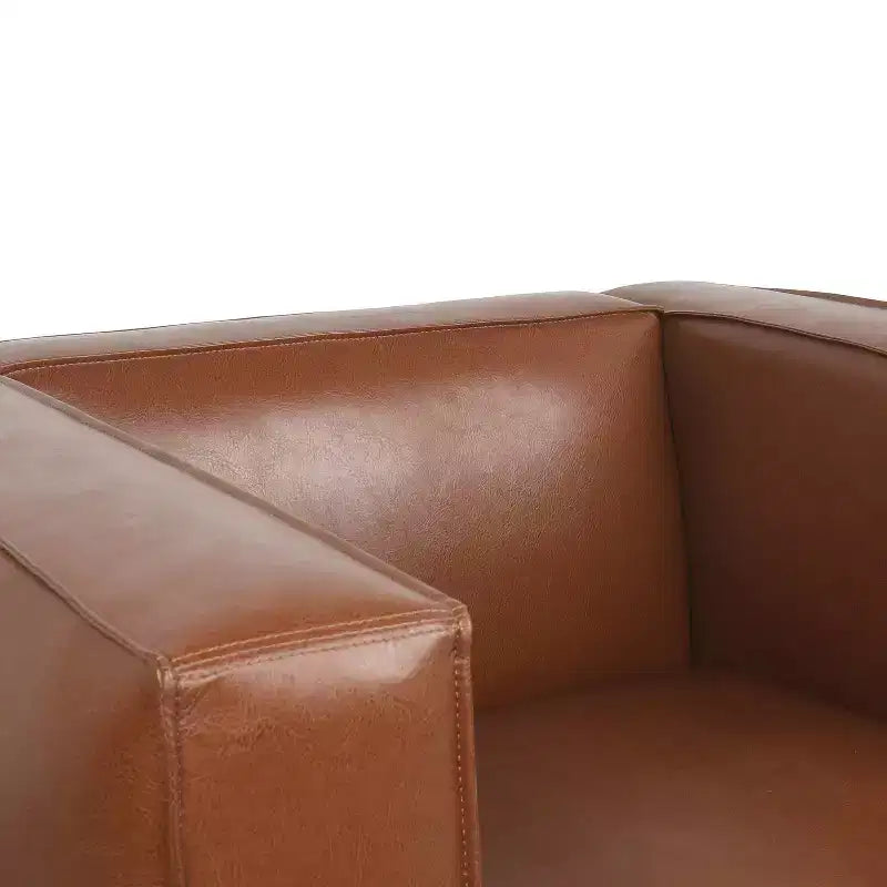 Fauteuil club contemporain en similicuir Goyette : Tuxedo raffiné, bois de bouleau - Christopher Knight Home
