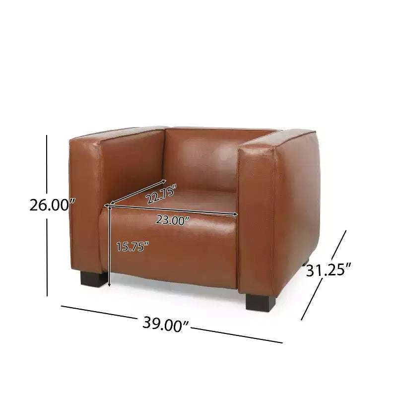 Fauteuil club contemporain en similicuir Goyette : Tuxedo raffiné, bois de bouleau - Christopher Knight Home