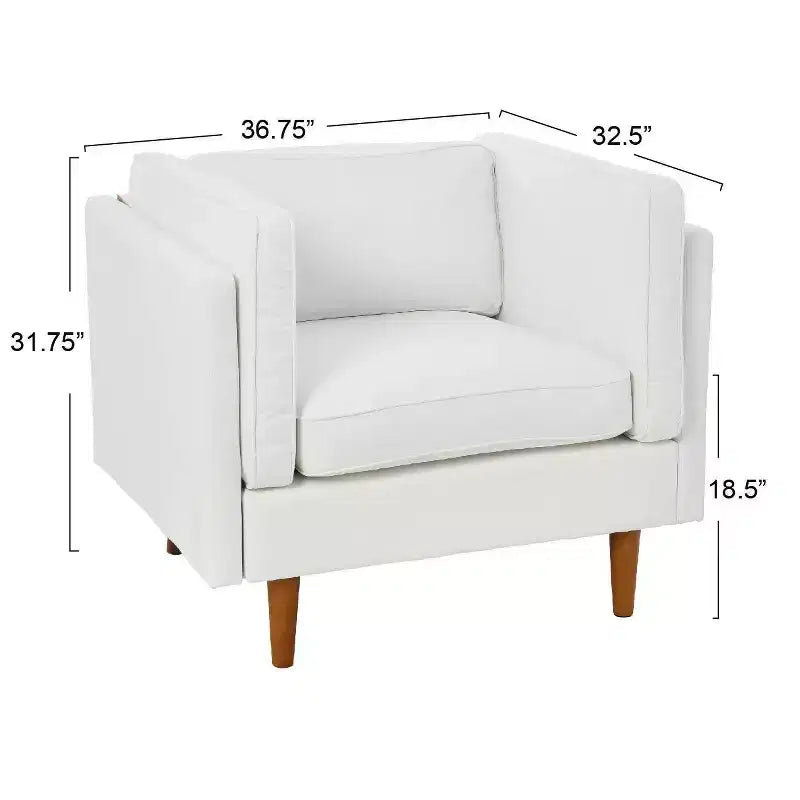 Storied Home Atley Modern Upholstered High Sided Arm Chair Coastal White: Elegant Polyester, Steel Frame