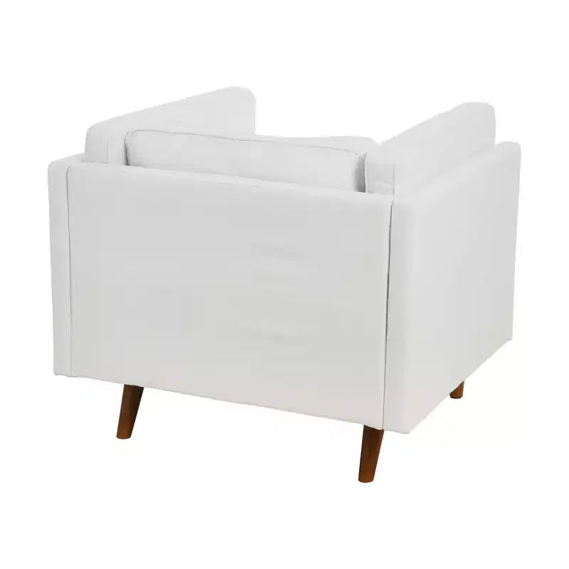 Storied Home Atley Modern Upholstered High Sided Arm Chair Coastal White: Elegant Polyester, Steel Frame
