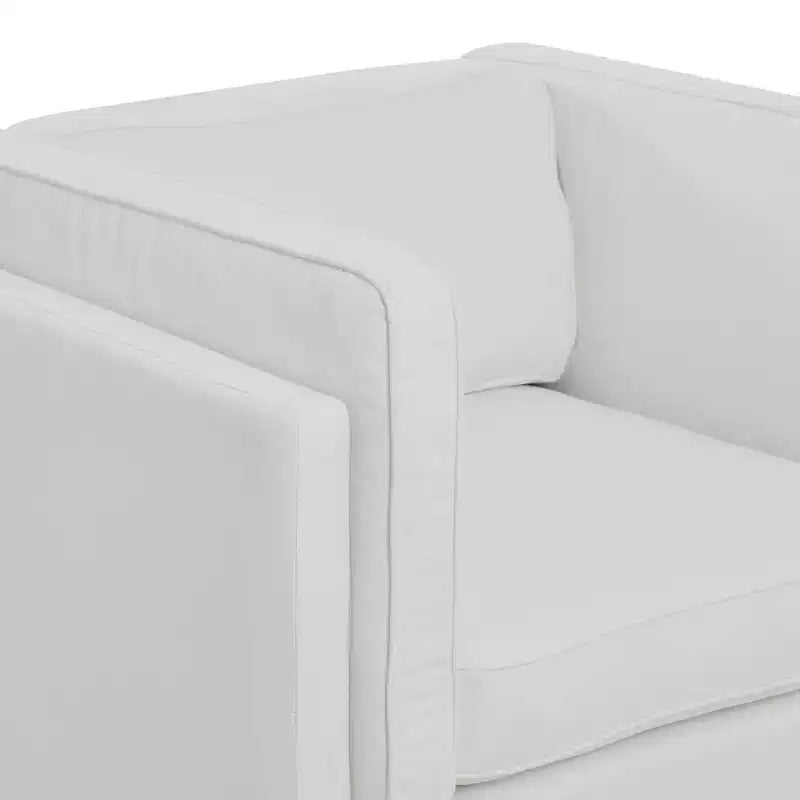 Storied Home Atley Modern Upholstered High Sided Arm Chair Coastal White: Elegant Polyester, Steel Frame