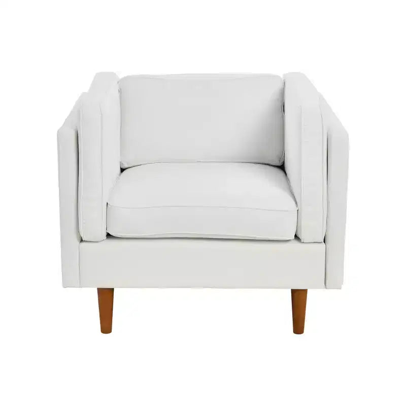 Storied Home Atley Modern Upholstered High Sided Arm Chair Coastal White: Elegant Polyester, Steel Frame