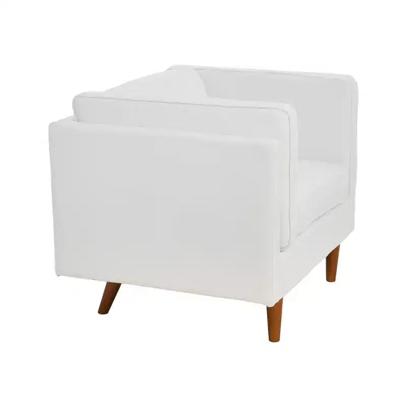 Storied Home Atley Modern Upholstered High Sided Arm Chair Coastal White: Elegant Polyester, Steel Frame