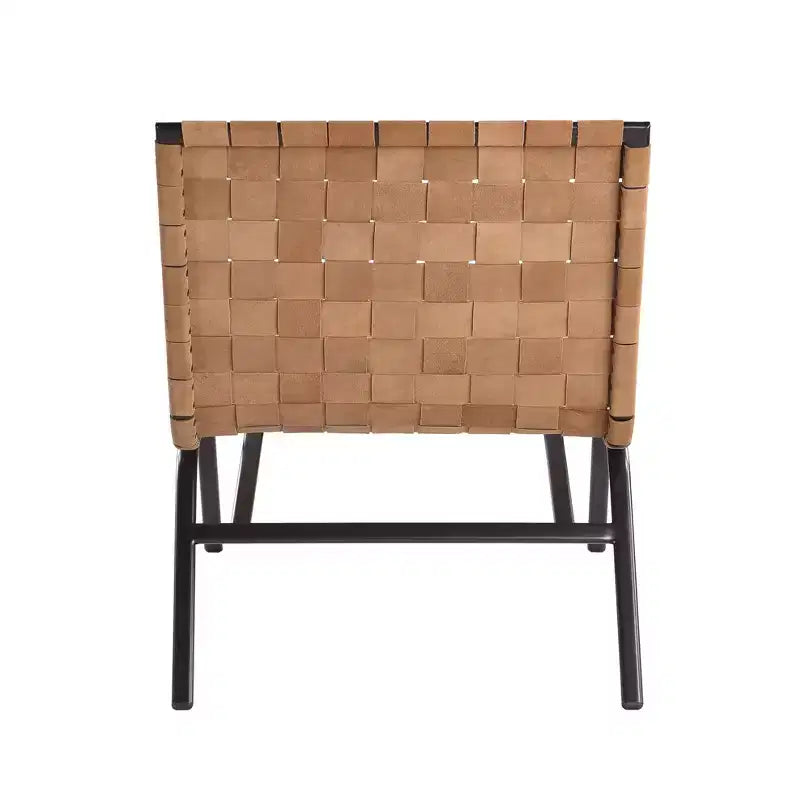 Comfort Pointe Cavett Woven Leather Accent Chair Brown: Genuine Leather, Metal Frame, Mid-Century Modern