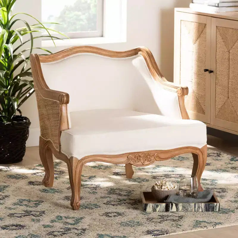 bali & pari Sylvestra Accent Chair: Low Seat, Bayur Wood, Foam Padded, No Assembly Required