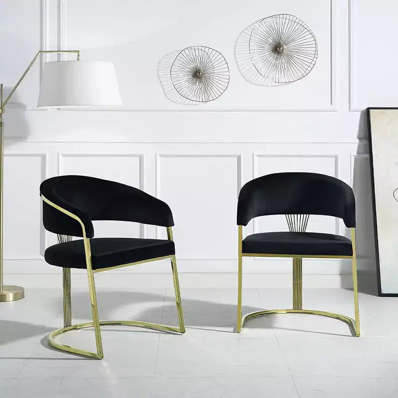20" Fallon Accent Chair Black Velvet/Mirrored Gold - Acme Furniture: No Assembly, Stainless Steel Frame
